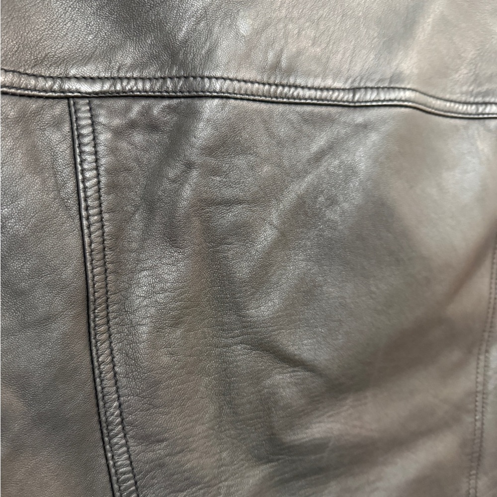 All Saints Black Leather Biker Jacket with Gold Hardware - Picture 3 of 5
